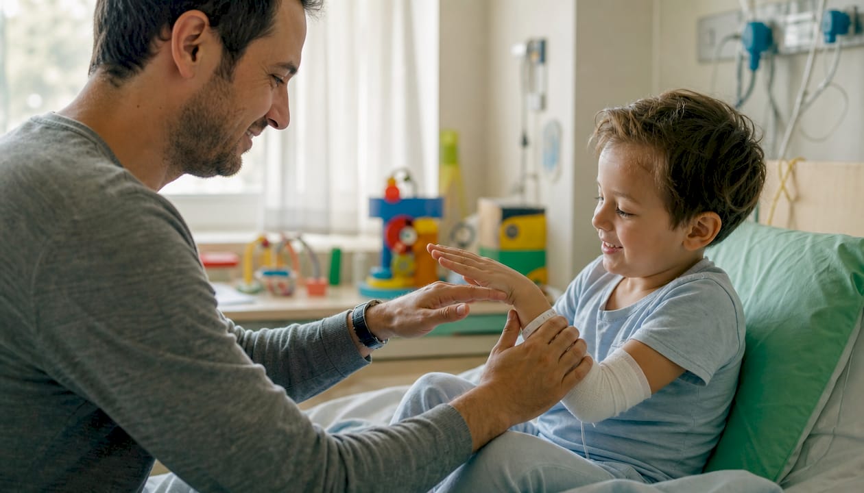 Enfant accompagné par un parent dans des tapotements magiques