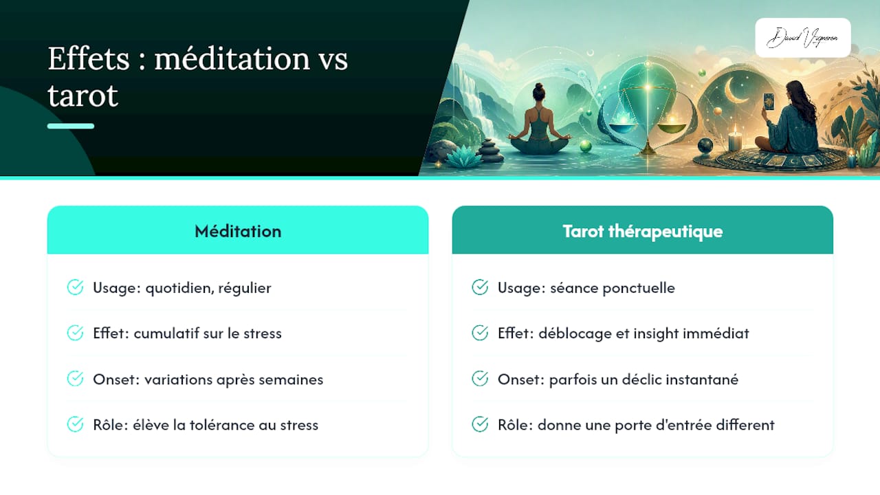 Ce que rapportent les personnes qui pratiquent l'une ou l'autre méthode — overview diagram