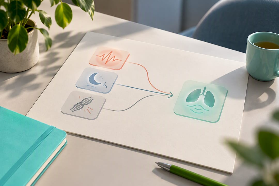 Schéma illustrant la régulation corporelle par la respiration