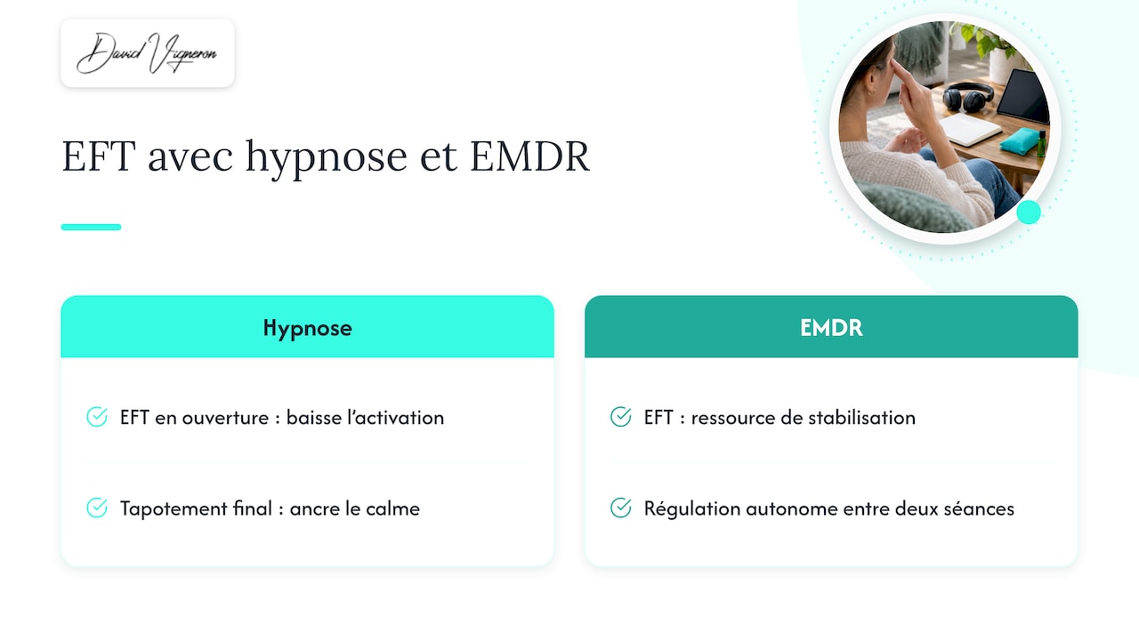 Comment combiner les scripts EFT avec l'hypnose et l'EMDR ? — overview diagram